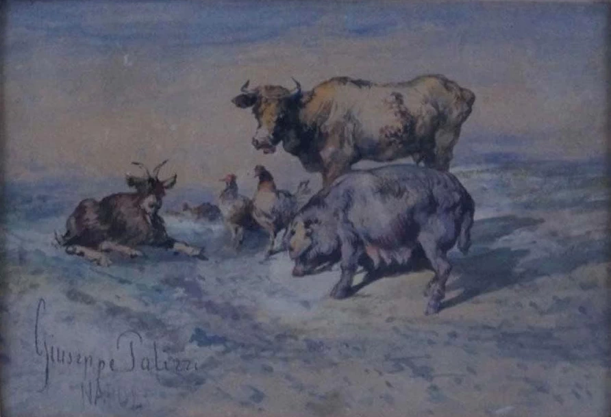 Paesaggio con animali da cortile
